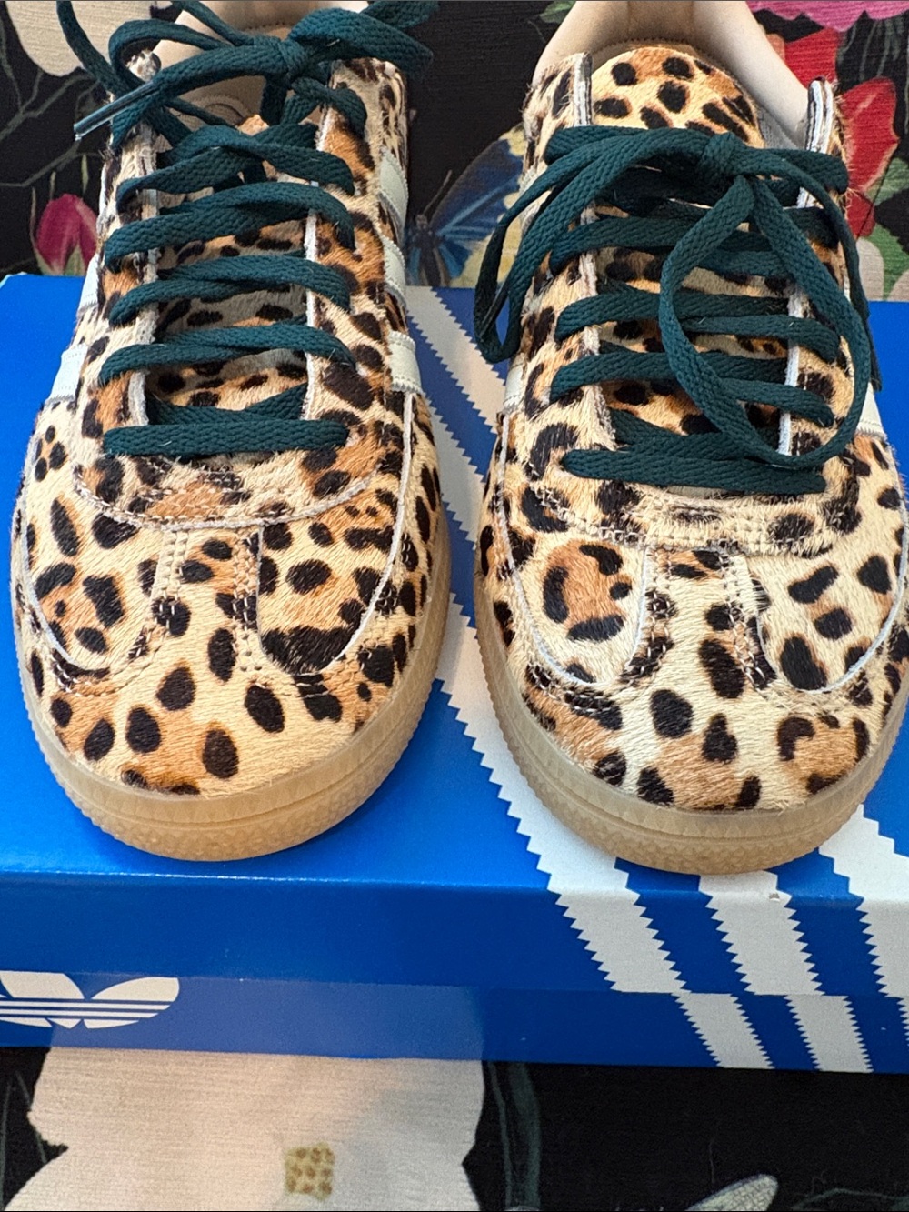 adidas Leopard Print Campus Sneakers in Tan, Black & White - Picture 6 of 13